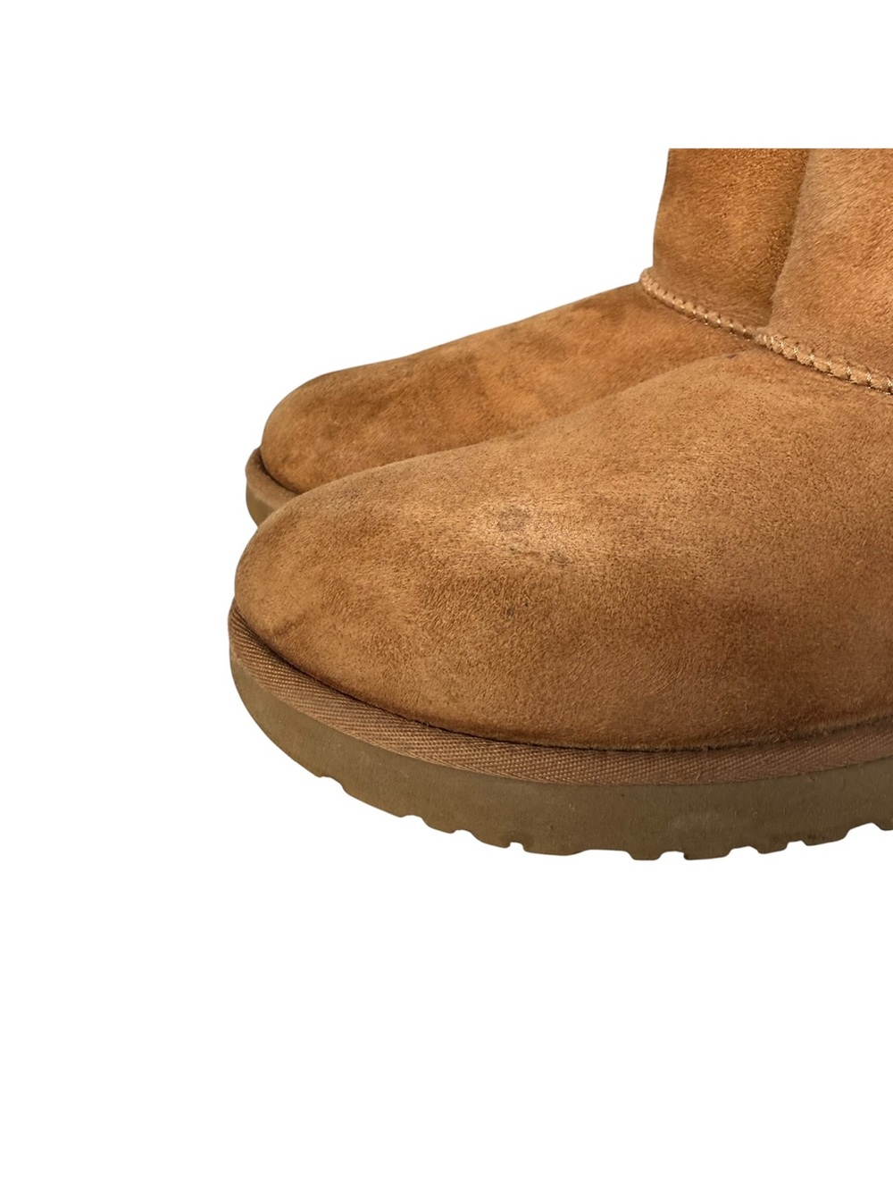 UGG Classic Mini Boots Size 9 US Chestnut Brown Tan Suede Wool Shearling Lining - Picture 10 of 16